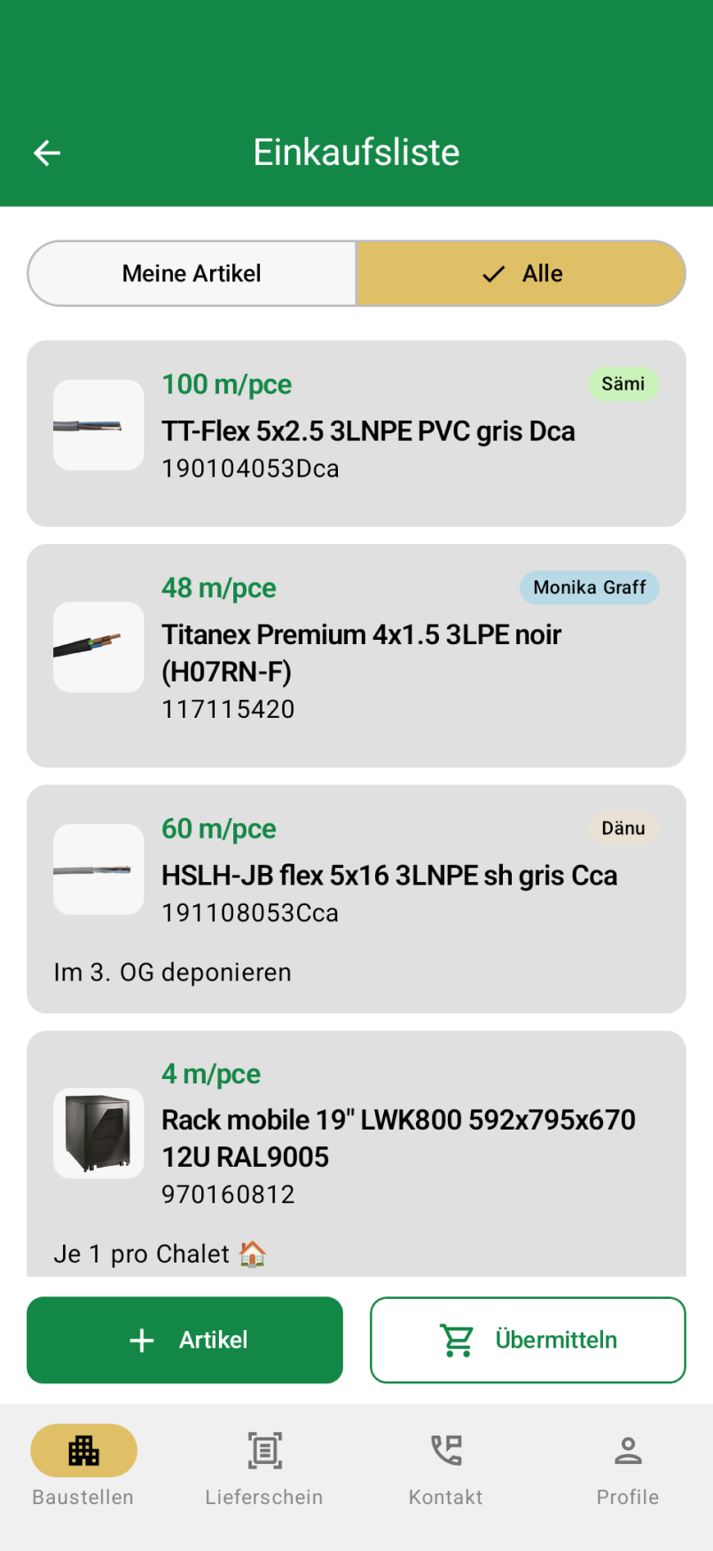 Kablan-App 2024 3 Einfaufsliste